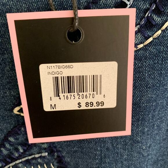 Nanette Women's Sz M Indigo Jean Embordered Dress Fringe Hem NWT - Picture 10 of 12